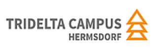 Orange-grauer Schriftzug: Logo des TRIDELTA CAMPUS HERMSDORF e.V.