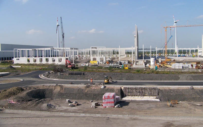 Blick auf Entstehungsphase des geplanten Ikea Distributionszentrums Dortmund